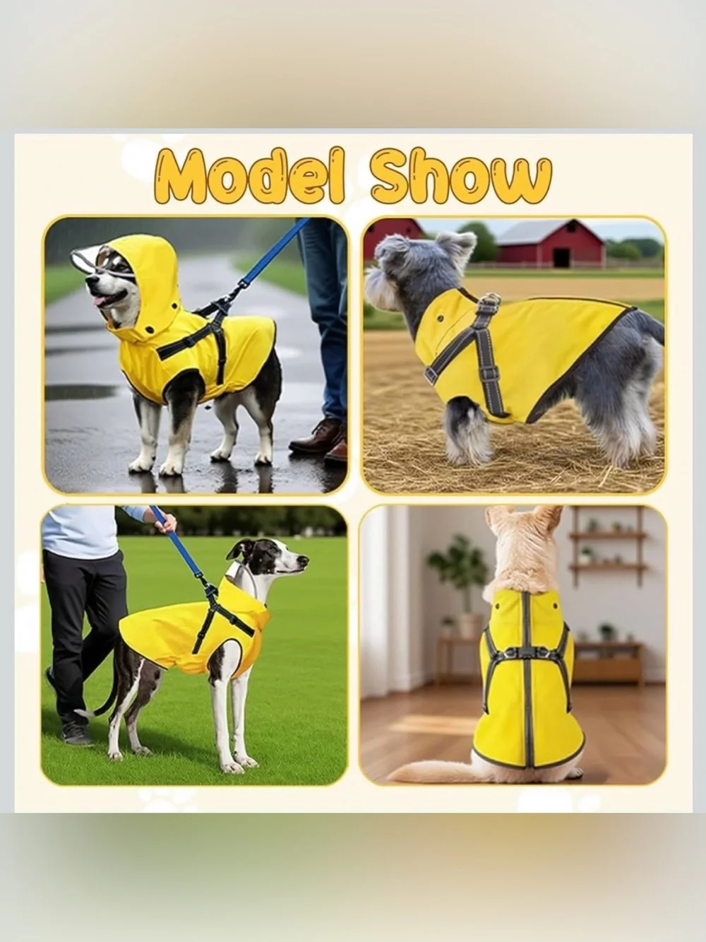 Dog Raincoat: Dog Rain Jacket with Reflective Harness & Removable Hood | Waterpr